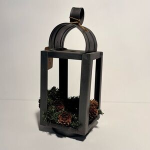 Rustic Metal Lantern with Pinecones & Greenery;Farmhouse Christmas/Winter Decor